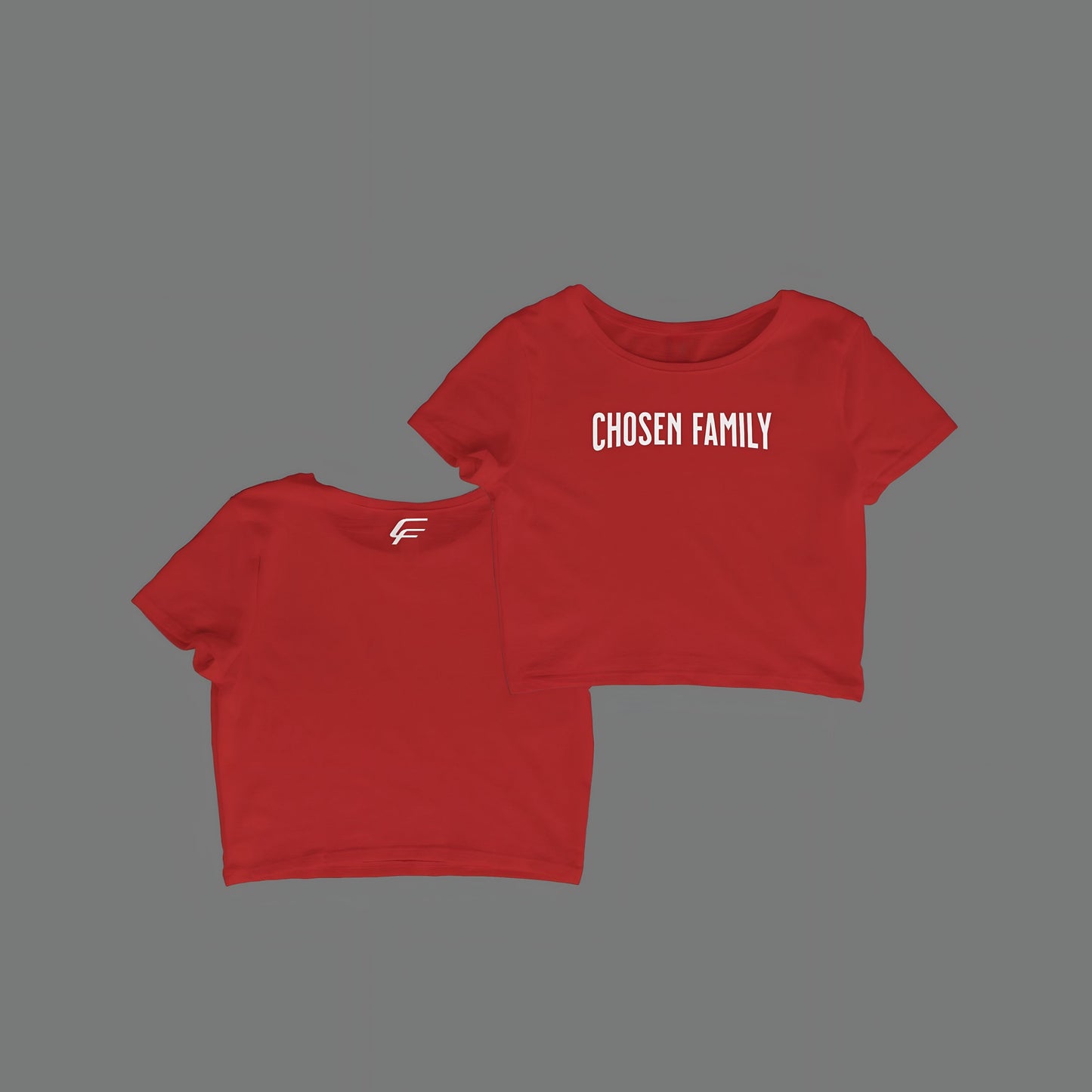 Red Chosen Family Fitness Ribbed Baby Cropped Tee