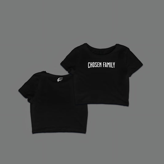 Black Chosen Family Fitness Ribbed Baby Cropped Tee