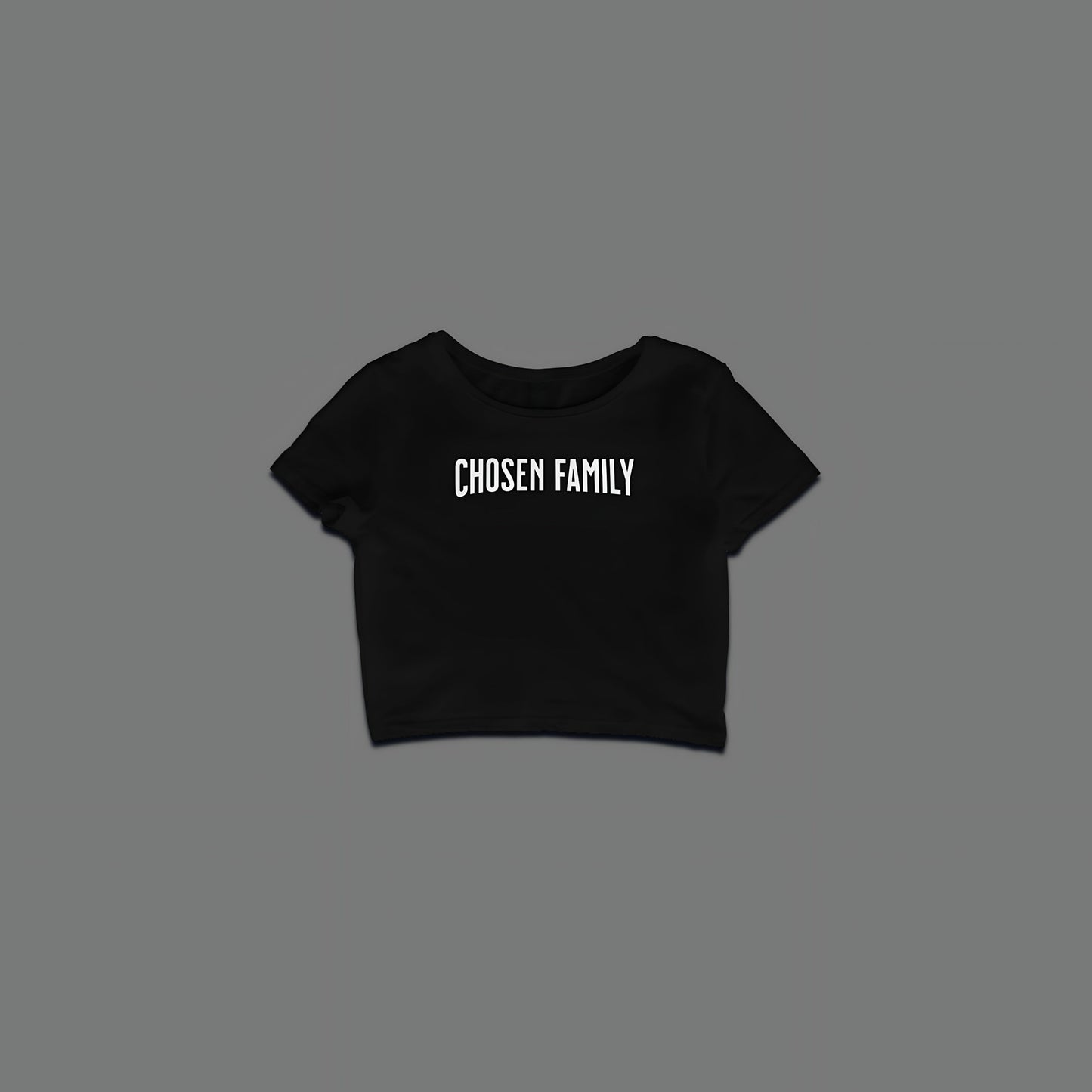 Black Chosen Family Fitness Ribbed Baby Cropped Tee