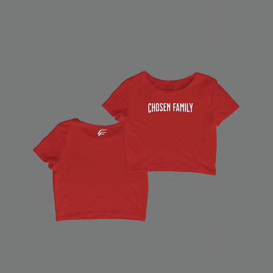 Red Chosen Family Fitness Ribbed Baby Cropped Tee